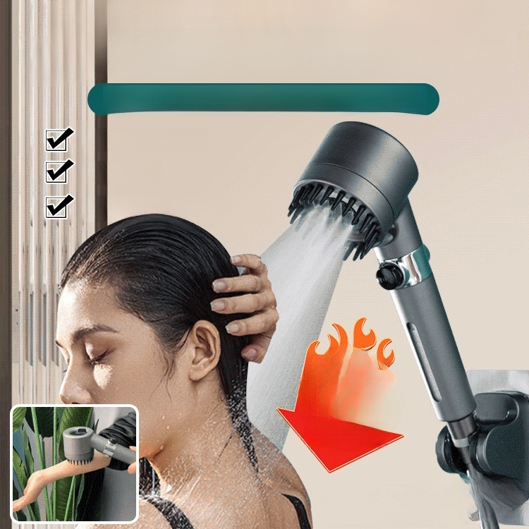 Turbo Filter-Boosting Shower Head, 3 SPA Modes, Boost low water pressure instantly! Negative ion filter for sensitive skin