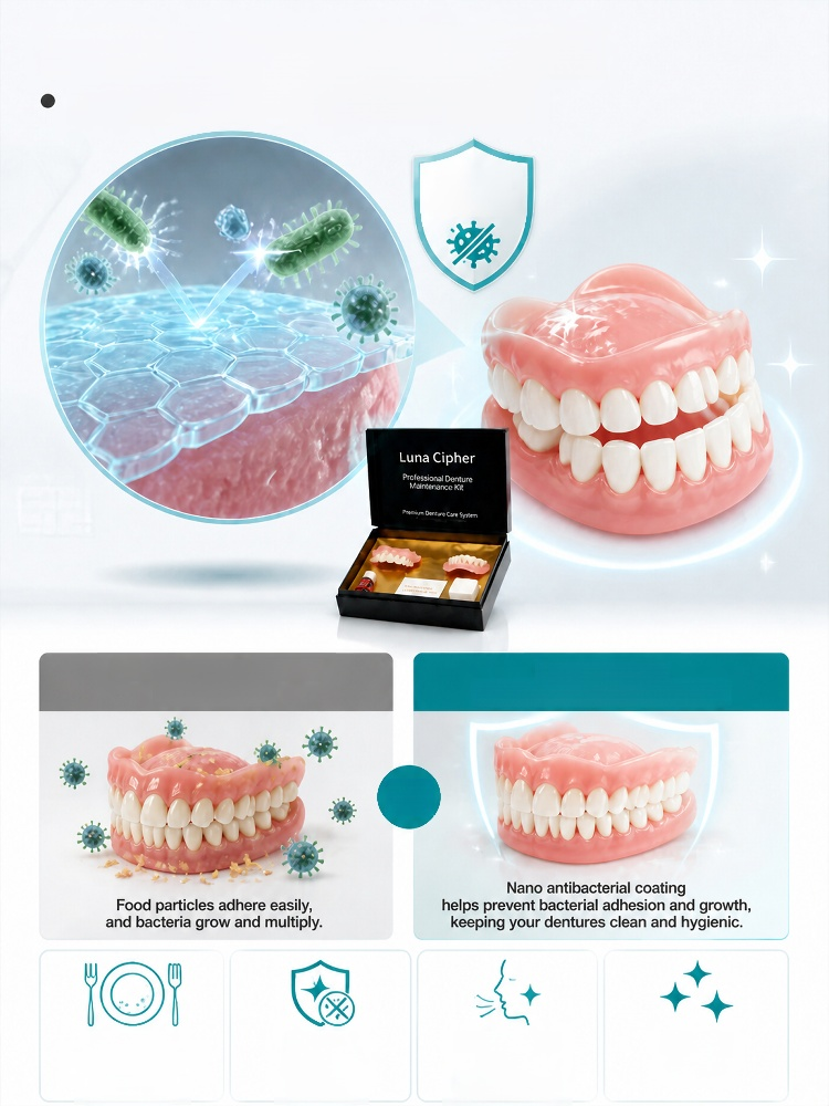 High-end Medical Customized Denture Set, Immediately appears pearl white, feather-light teeth for a 100% natural smile! 