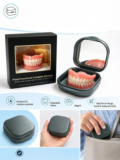 Portable denture case Comfortable to wear 24 hours a day⏱️ In just seconds, you can wear them and have healthy, beautiful teeth.