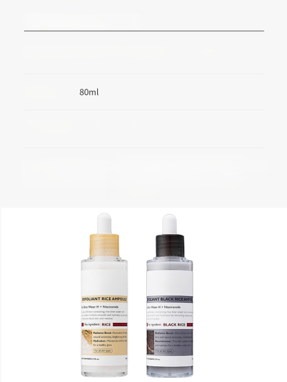 Rice Exfoliating Ampoule Set Say goodbye to harsh scrubs! Rice extract, Niacinamide & Hyaluronic Acid exfoliate and hydrate gently. Suitable for all skin types