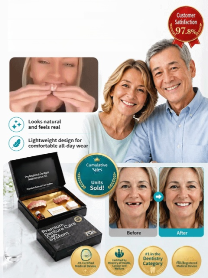 High-end Medical Customized Denture Set, Immediately appears pearl white, feather-light teeth for a 100% natural smile! 