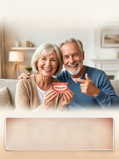 Custom-made complete denture set, Get perfect teeth without a dentist! Ultra-thin, natural fit. Eat steak or apples with zero worries.