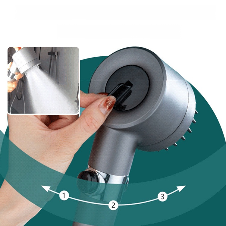 Turbo Filter-Boosting Shower Head, 3 SPA Modes, Boost low water pressure instantly! Negative ion filter for sensitive skin
