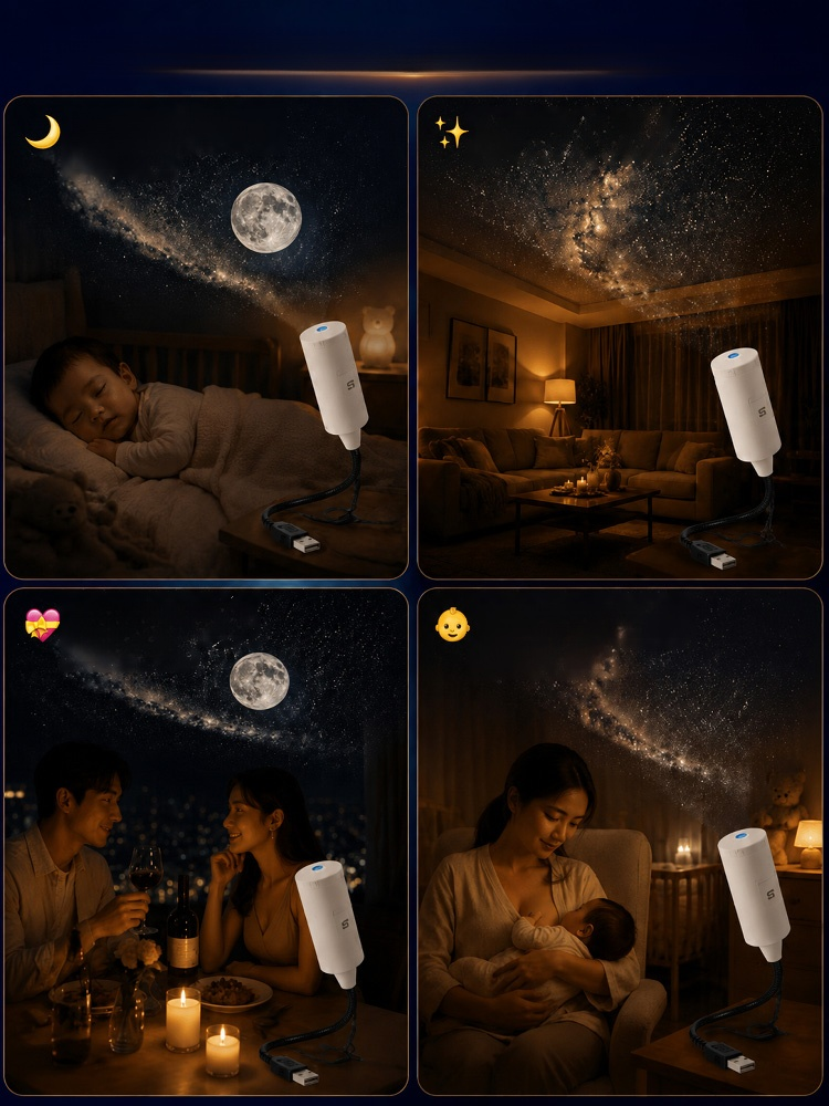 Starry Sky Projection Night Light, Bring a HD galaxy into your bedroom for ultimate romance. High-precision lens for vibrant, crystal-clear projection.