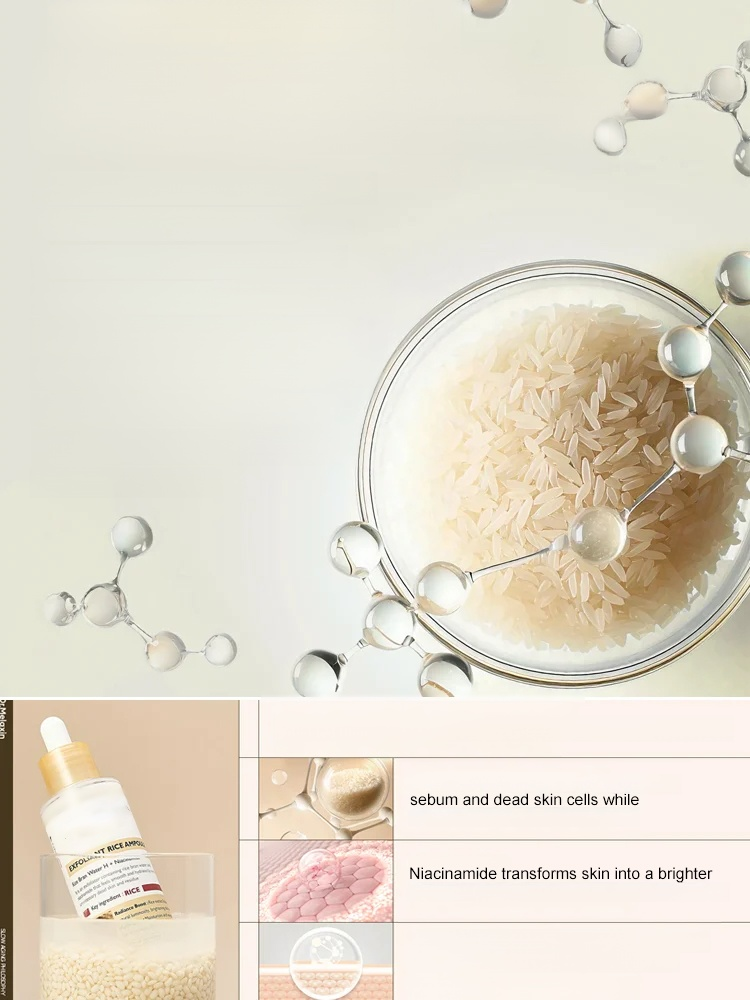 Rice Exfoliating Ampoule Set Say goodbye to harsh scrubs! Rice extract, Niacinamide & Hyaluronic Acid exfoliate and hydrate gently. Suitable for all skin types