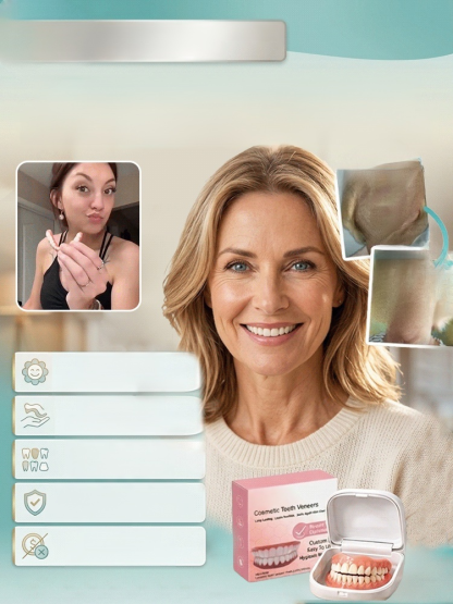 Custom-made complete denture set, Get perfect teeth without a dentist! Ultra-thin, natural fit. Eat steak or apples with zero worries.
