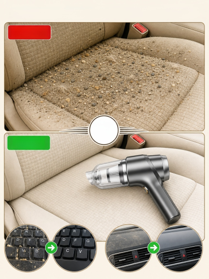 Wireless Charging Portable Car Vacuum Cleaner, 50000Pa Blow-Suction Cordless Vac, Easily Deep Clean Cars & Keyboards
