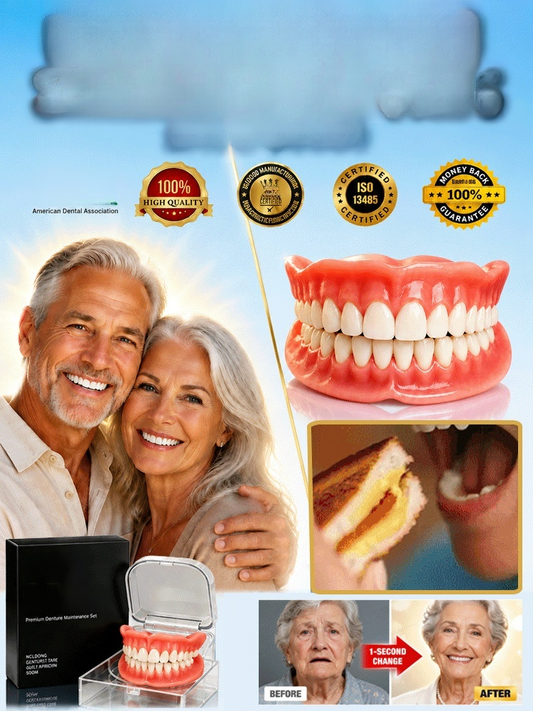 Comfort-fit decorative denture set, 1-Second Instant Smile Transformation! No Messy Glue Needed: Soft & Painless Gum Fit!