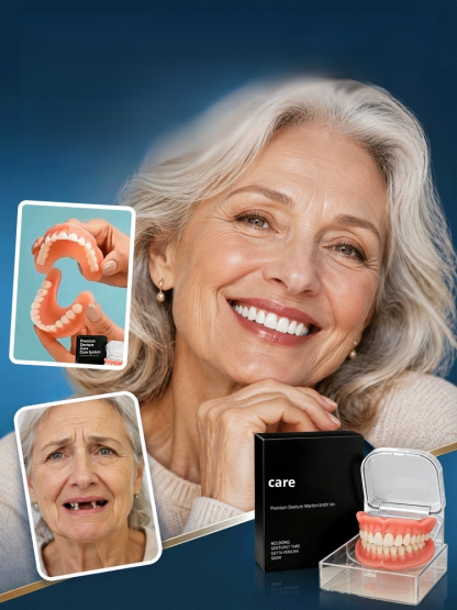 Comfort-fit decorative denture set, 1-Second Instant Smile Transformation! No Messy Glue Needed: Soft & Painless Gum Fit!