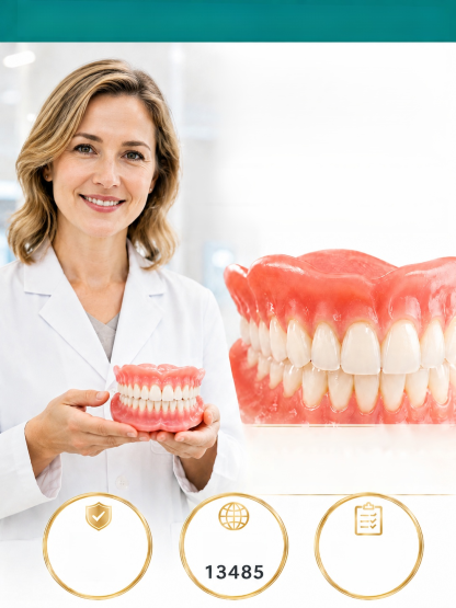 High-end Medical Customized Denture Set, Immediately appears pearl white, feather-light teeth for a 100% natural smile! 