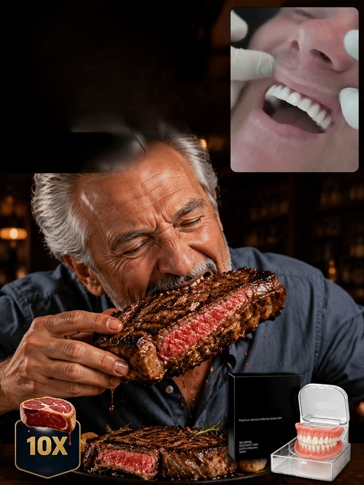 Comfort-fit decorative denture set, 1-Second Instant Smile Transformation! No Messy Glue Needed: Soft & Painless Gum Fit!