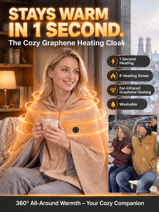 [Warmth from Head to Toe] Portable, Temperature-Adjustable Heated Hooded Shawl✨3 Seconds & Instant Warmth!
