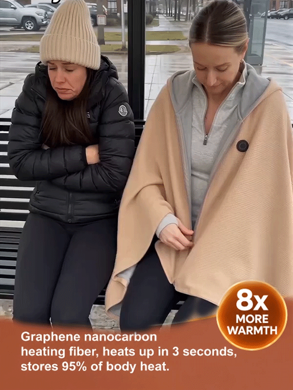 [Warmth from Head to Toe] Portable, Temperature-Adjustable Heated Hooded Shawl✨3 Seconds & Instant Warmth!