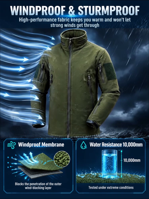 Sharkskin Soft-Shell Fleece-Lined Abrasion-Resistant Jacket