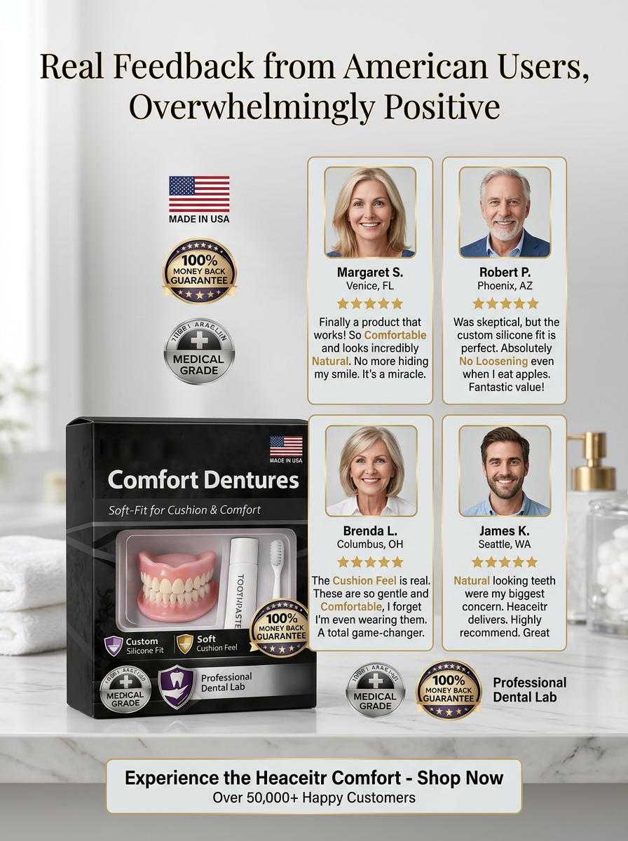 ✨ Premium Medical Denture Set (Made in USA) – Auto-Absorption in 1 Second, 360° Perfect Fit for Your Mouth