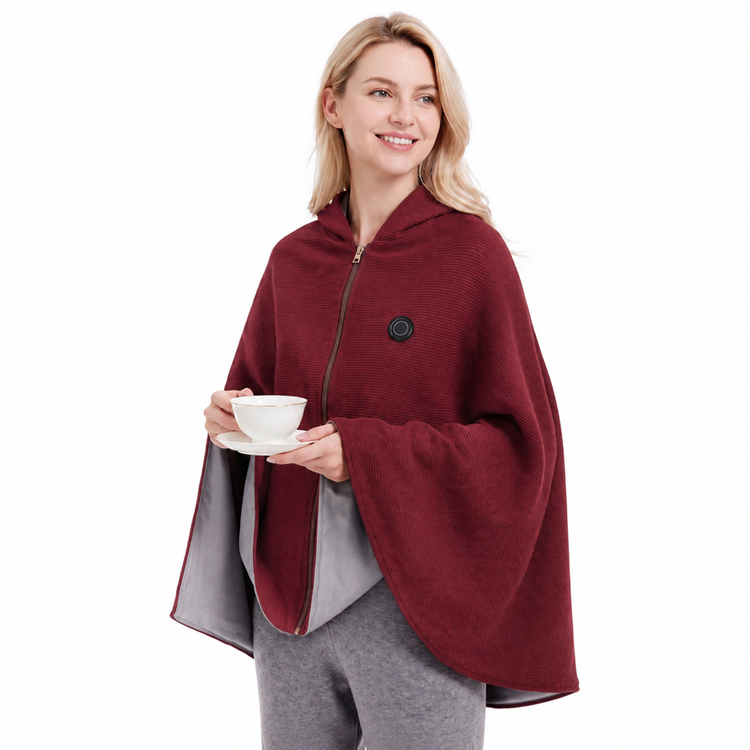 [Warmth from Head to Toe] Portable, Temperature-Adjustable Heated Hooded Shawl✨3 Seconds & Instant Warmth!