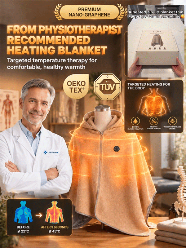 [Warmth from Head to Toe] Portable, Temperature-Adjustable Heated Hooded Shawl✨3 Seconds & Instant Warmth!