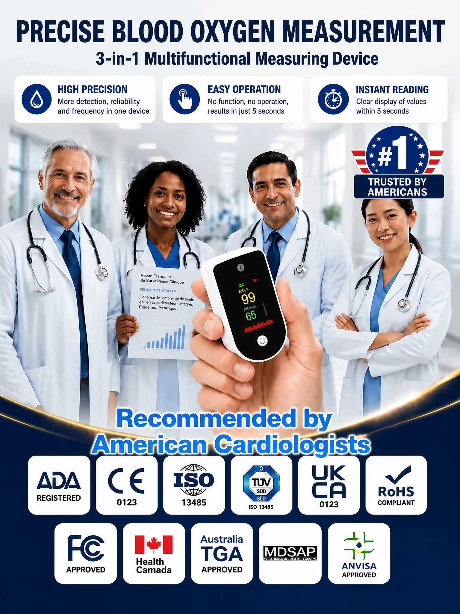 Blood Oxygen Saturation Monitor💉 No injection required, blood sugar and blood pressure can be measured in 8 seconds!