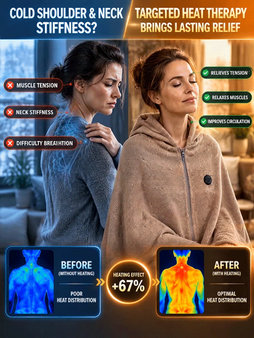 [Warmth from Head to Toe] Portable, Temperature-Adjustable Heated Hooded Shawl✨3 Seconds & Instant Warmth!