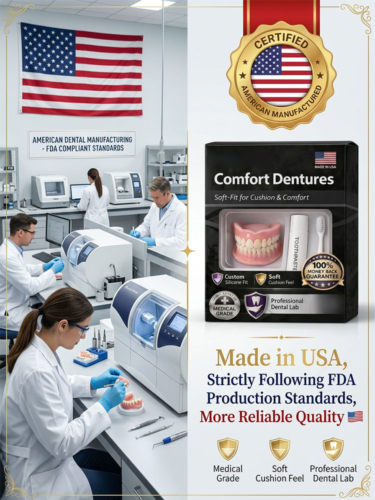 ✨ Premium Medical Denture Set (Made in USA) – Auto-Absorption in 1 Second, 360° Perfect Fit for Your Mouth