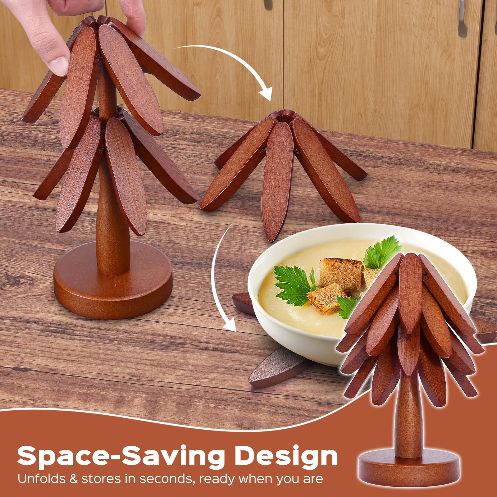 🔥Premium Heat-Resistant Natural Wooden Trivet Set for Hot Dishes