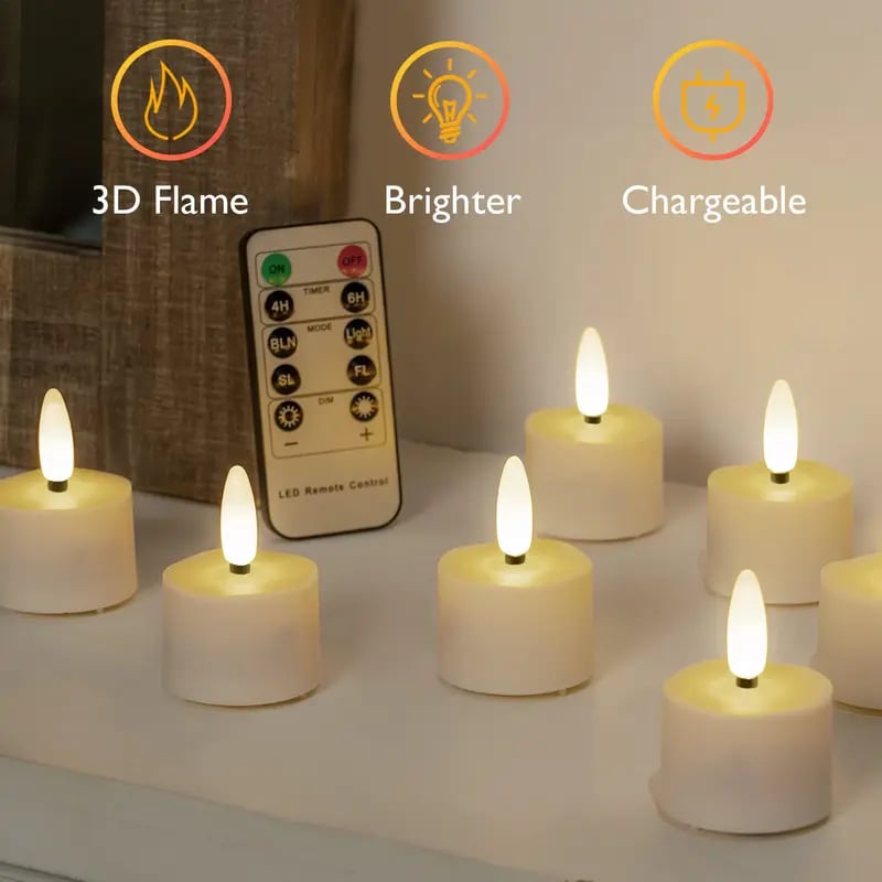 🔥 The Last Tea Lights You’ll Ever Need (6 Pack)— Rechargeable, Realistic & Remote-Controlled!
