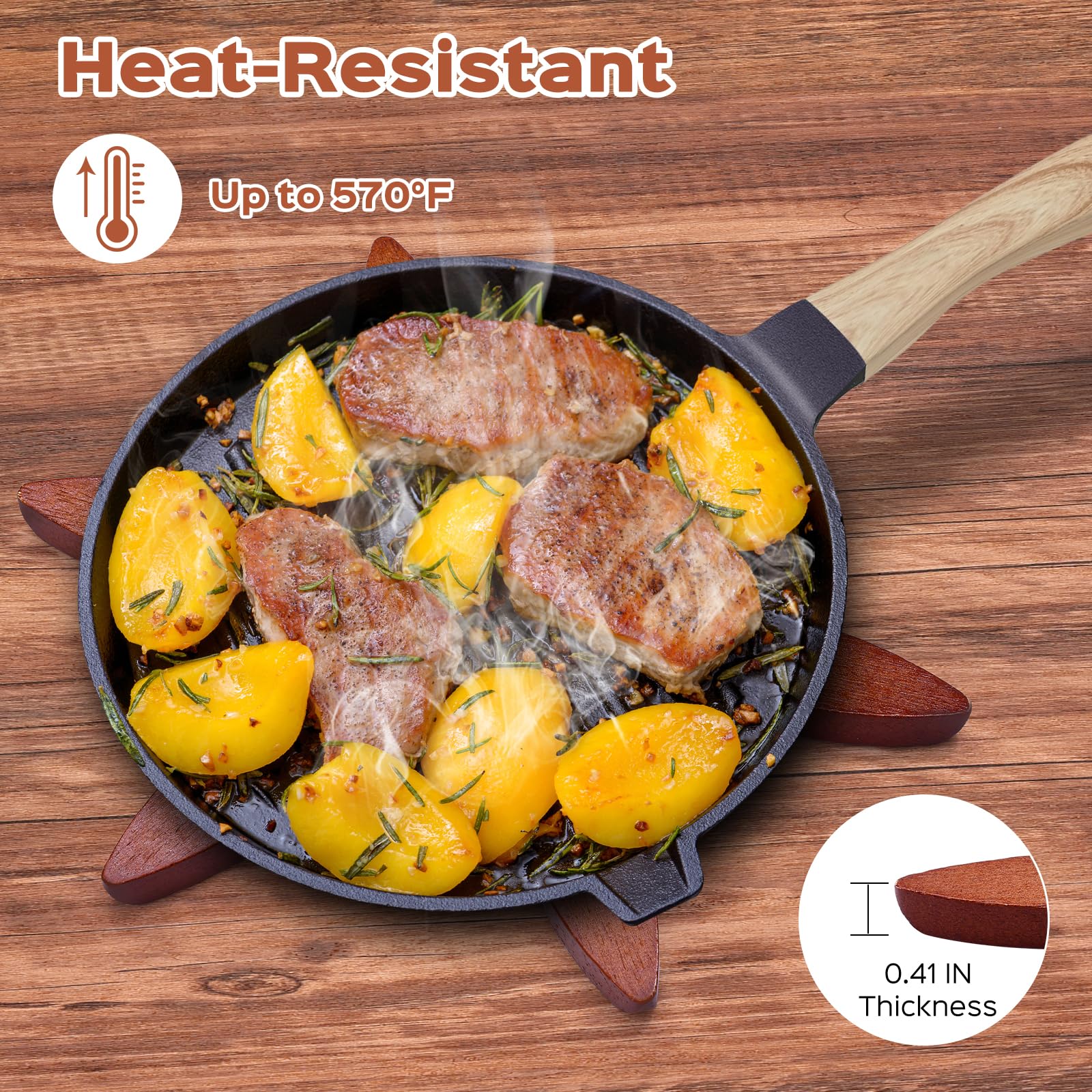 🔥Premium Heat-Resistant Natural Wooden Trivet Set for Hot Dishes