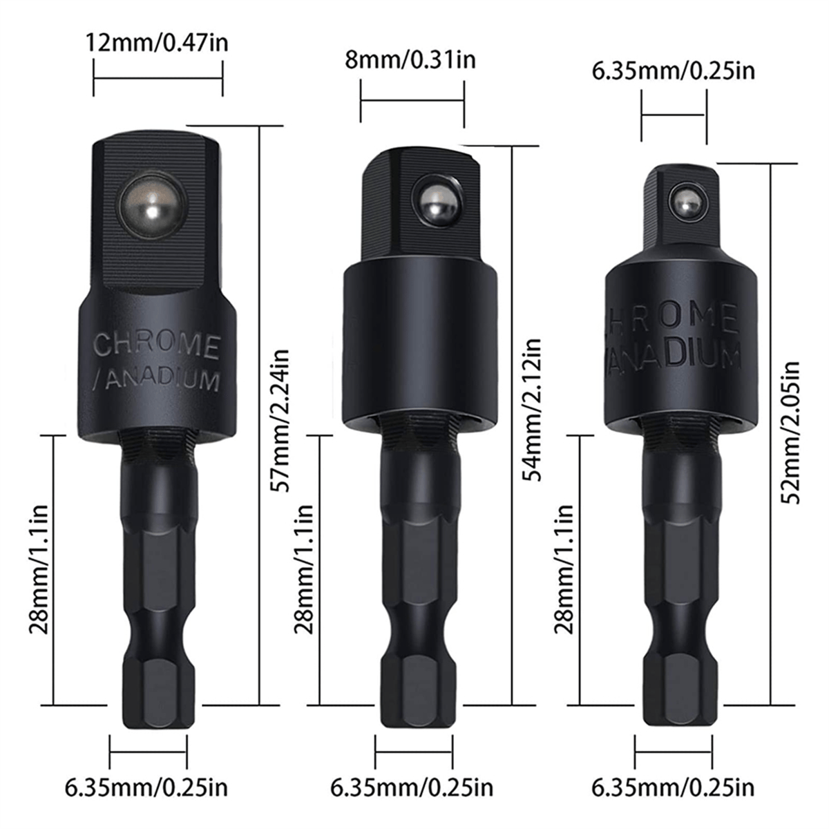 6Pcs Right Angle Drill Attachment Set with 105&deg; Angle Drill Adapter and Impact Grade Socket Adapter