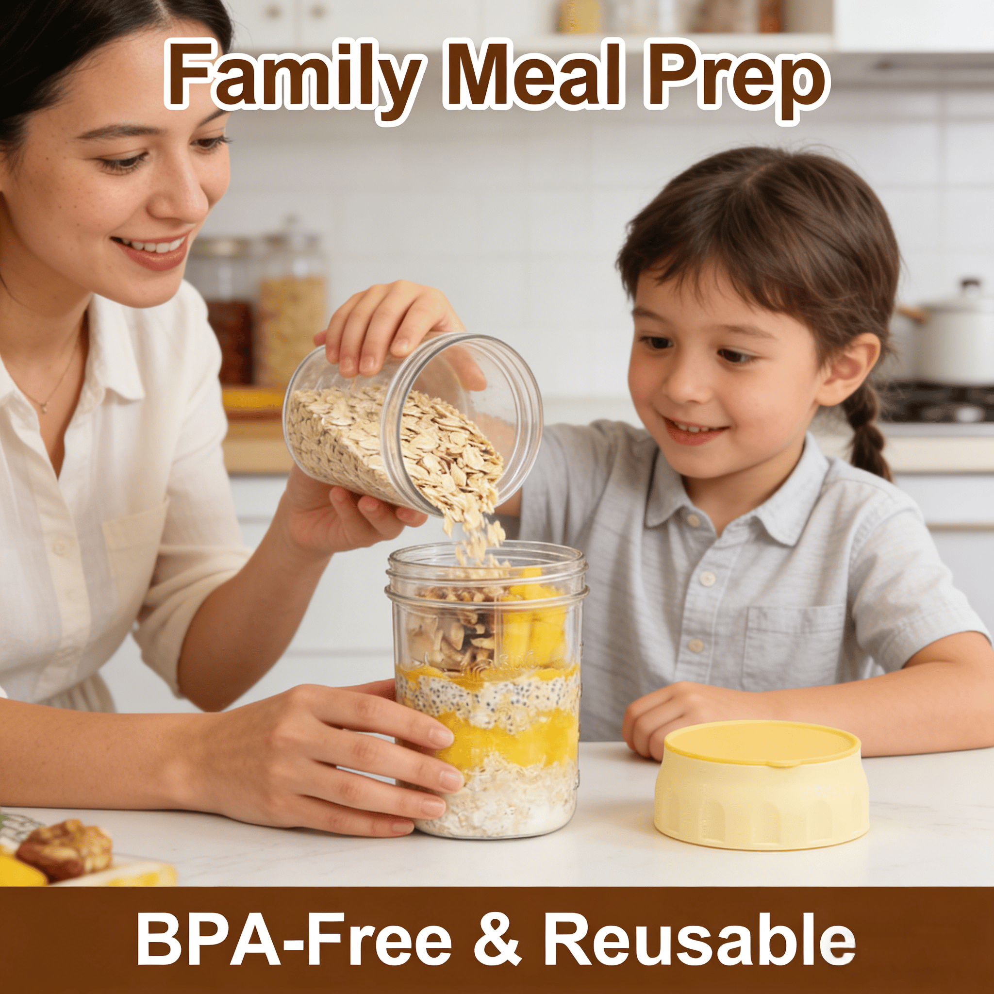 Overnight Oats Containers with Lids & Folding Spoons🥣🥄