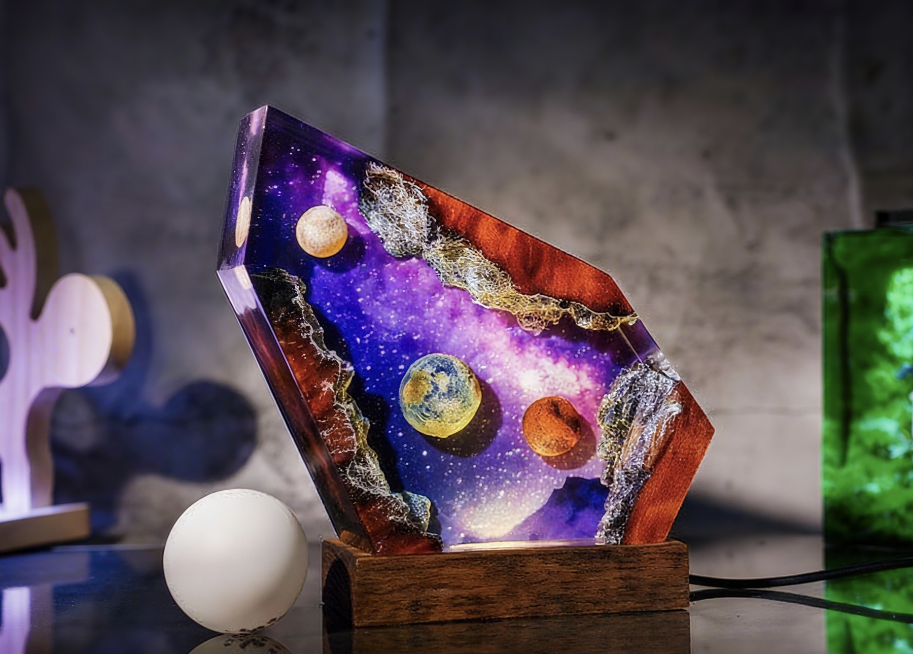 Space epoxy resin lamp, Universe Lamp, Galaxy Resin Night Light, gift for Kids, galaxy lamp for home decor, Planetary system lamp