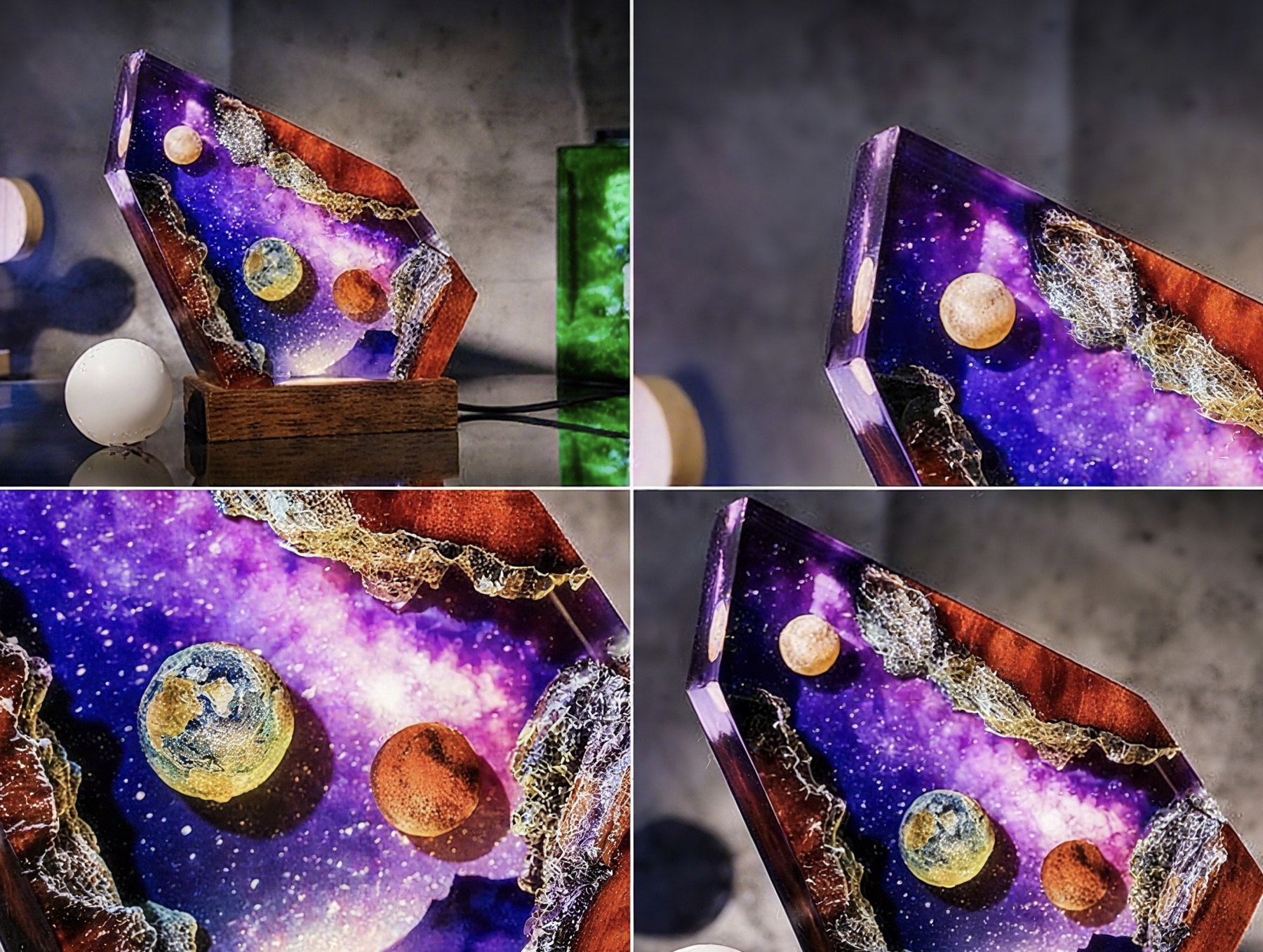 Space epoxy resin lamp, Universe Lamp, Galaxy Resin Night Light, gift for Kids, galaxy lamp for home decor, Planetary system lamp