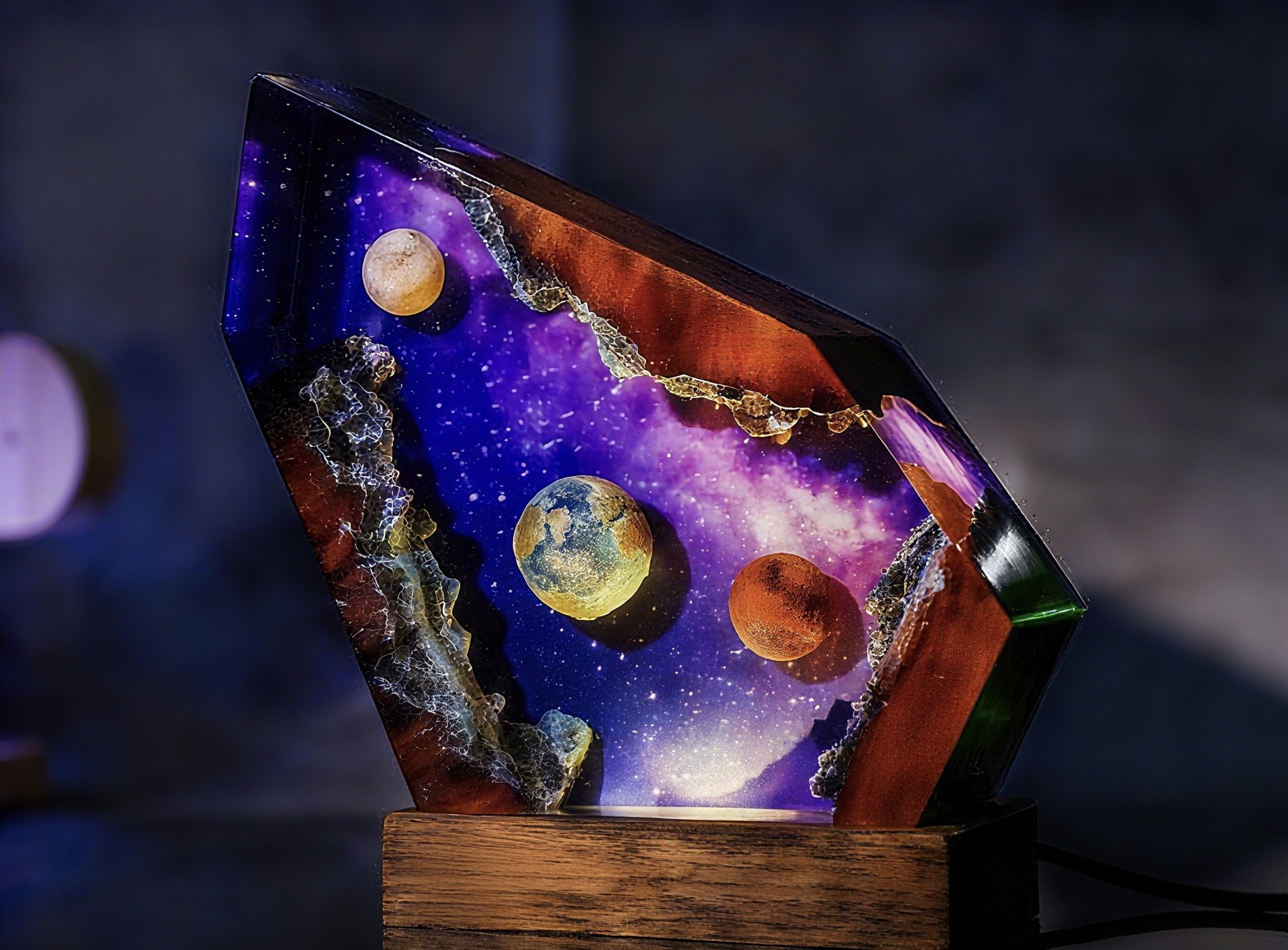 Space epoxy resin lamp, Universe Lamp, Galaxy Resin Night Light, gift for Kids, galaxy lamp for home decor, Planetary system lamp