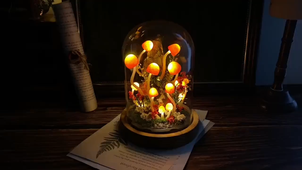 Enchanted Mushroom Forest Night Light, Handmade Glowing Mushrooms Lamp for Bedroom, Kids Room, Living Room, Magical Home Decor Creative Gift