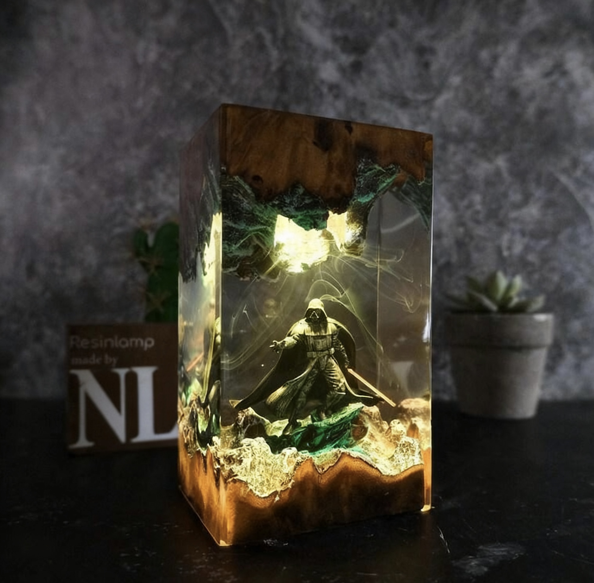 Dar.th Va.der Diorama Lamp, Sta.r Wa.rs Resin Desk Decor, Home Decor Night Light, Epoxy art, Gift idea Christmas, gift for him
