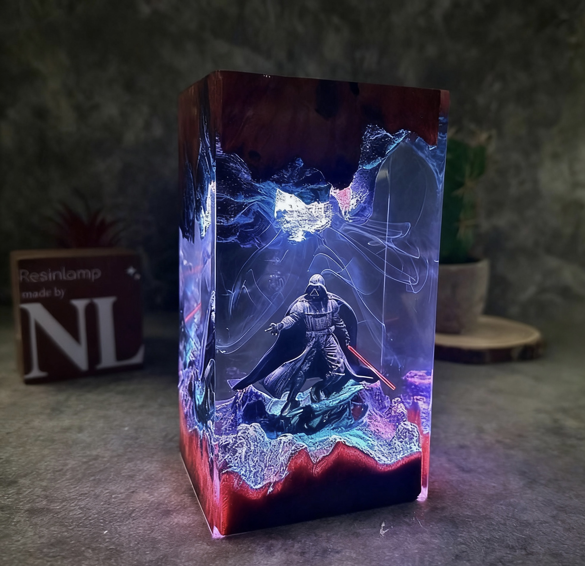 Dar.th Va.der Diorama Lamp, Sta.r Wa.rs Resin Desk Decor, Home Decor Night Light, Epoxy art, Gift idea Christmas, gift for him