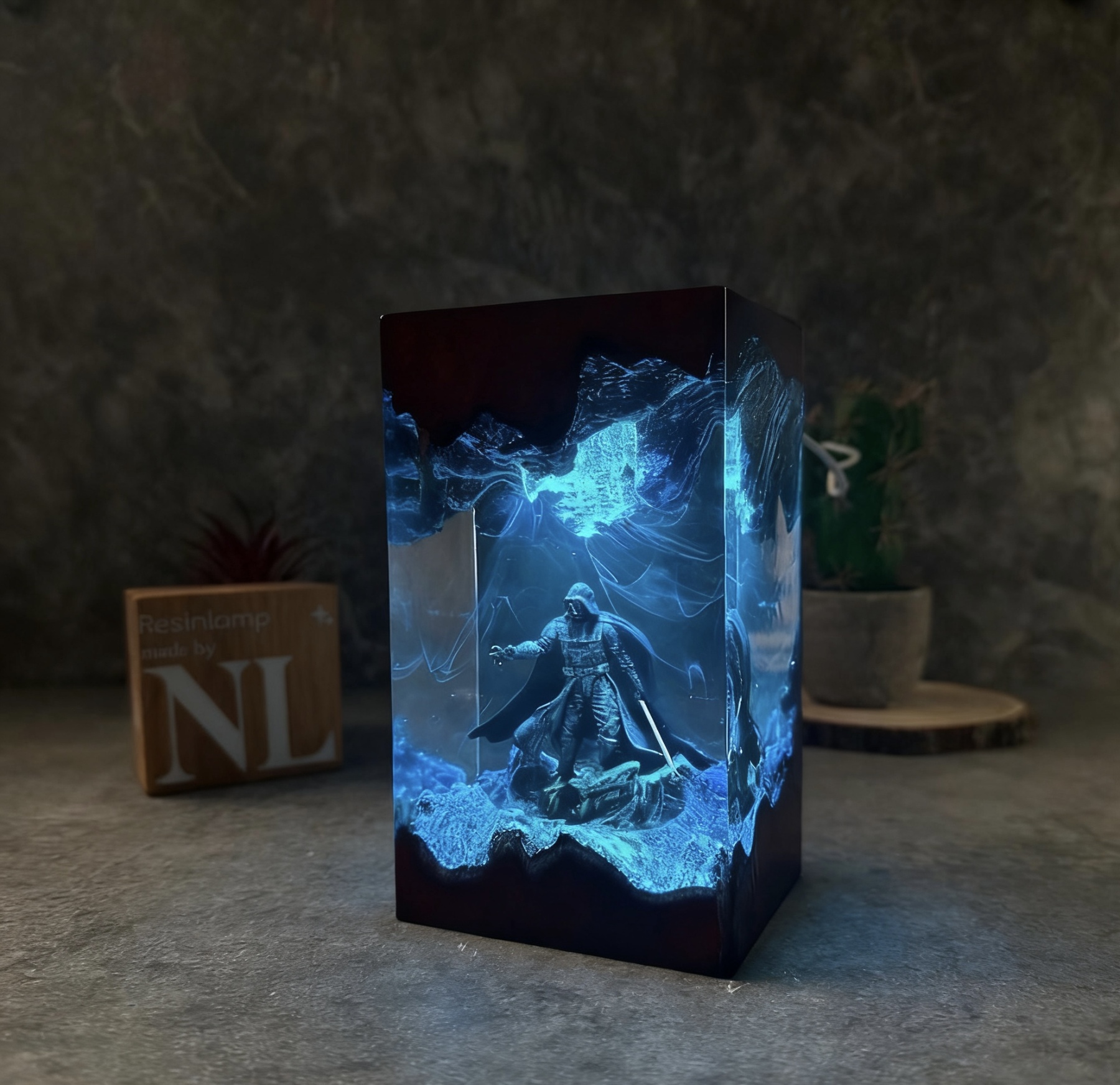 Dar.th Va.der Diorama Lamp, Sta.r Wa.rs Resin Desk Decor, Home Decor Night Light, Epoxy art, Gift idea Christmas, gift for him