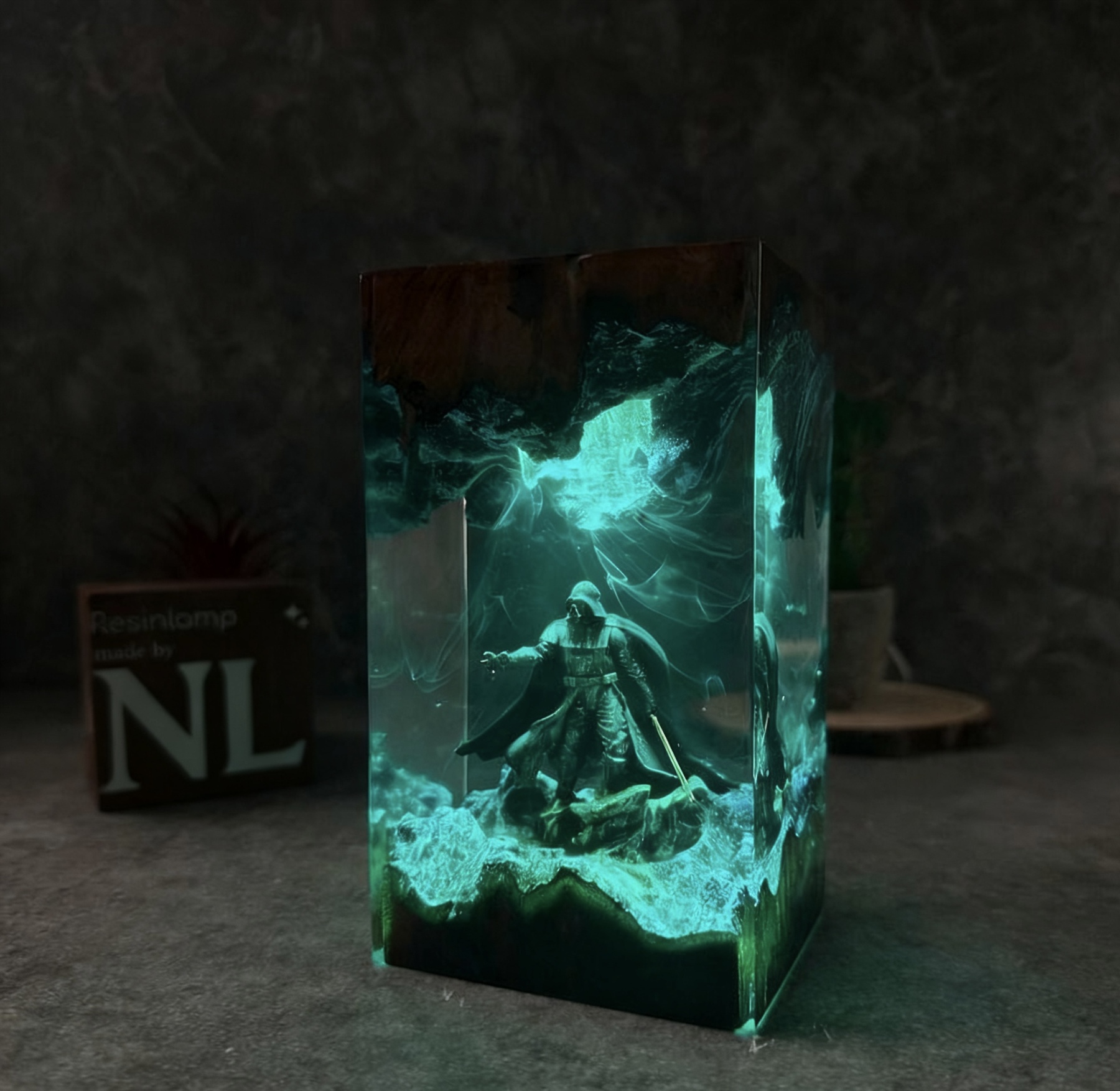 Dar.th Va.der Diorama Lamp, Sta.r Wa.rs Resin Desk Decor, Home Decor Night Light, Epoxy art, Gift idea Christmas, gift for him