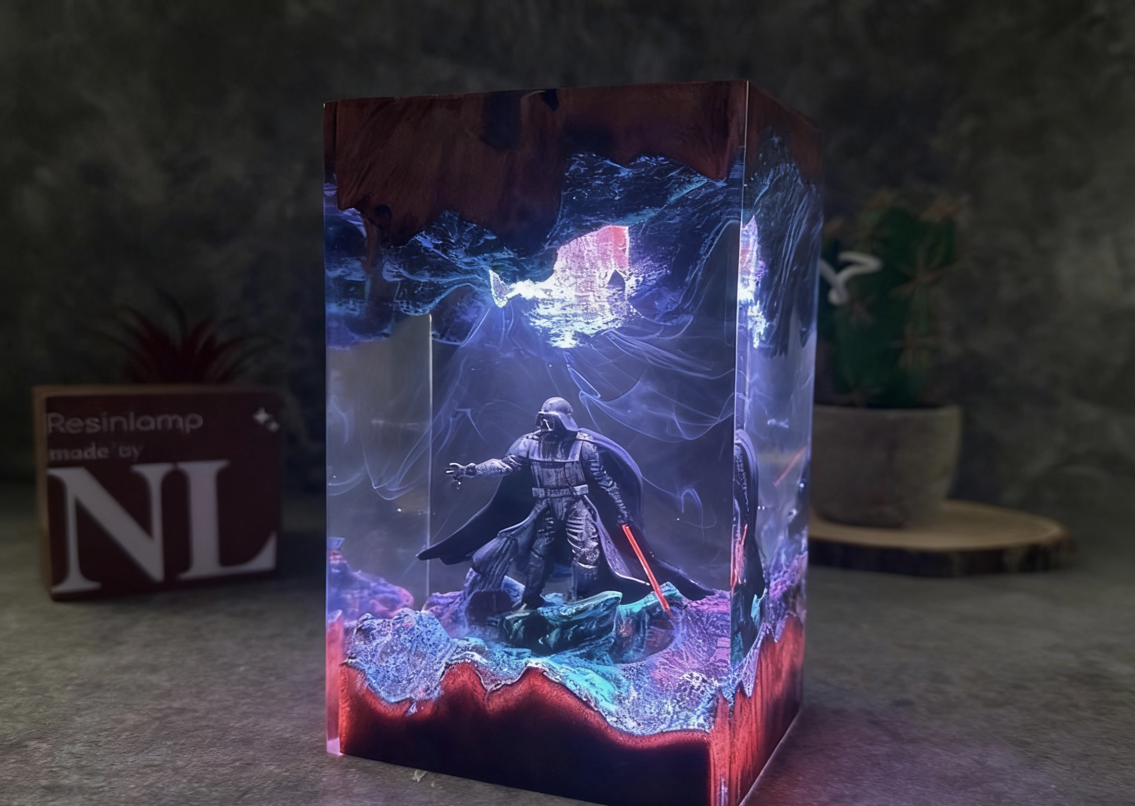 Dar.th Va.der Diorama Lamp, Sta.r Wa.rs Resin Desk Decor, Home Decor Night Light, Epoxy art, Gift idea Christmas, gift for him