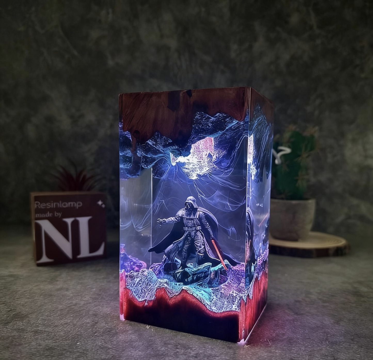 Dar.th Va.der Diorama Lamp, Sta.r Wa.rs Resin Desk Decor, Home Decor Night Light, Epoxy art, Gift idea Christmas, gift for him