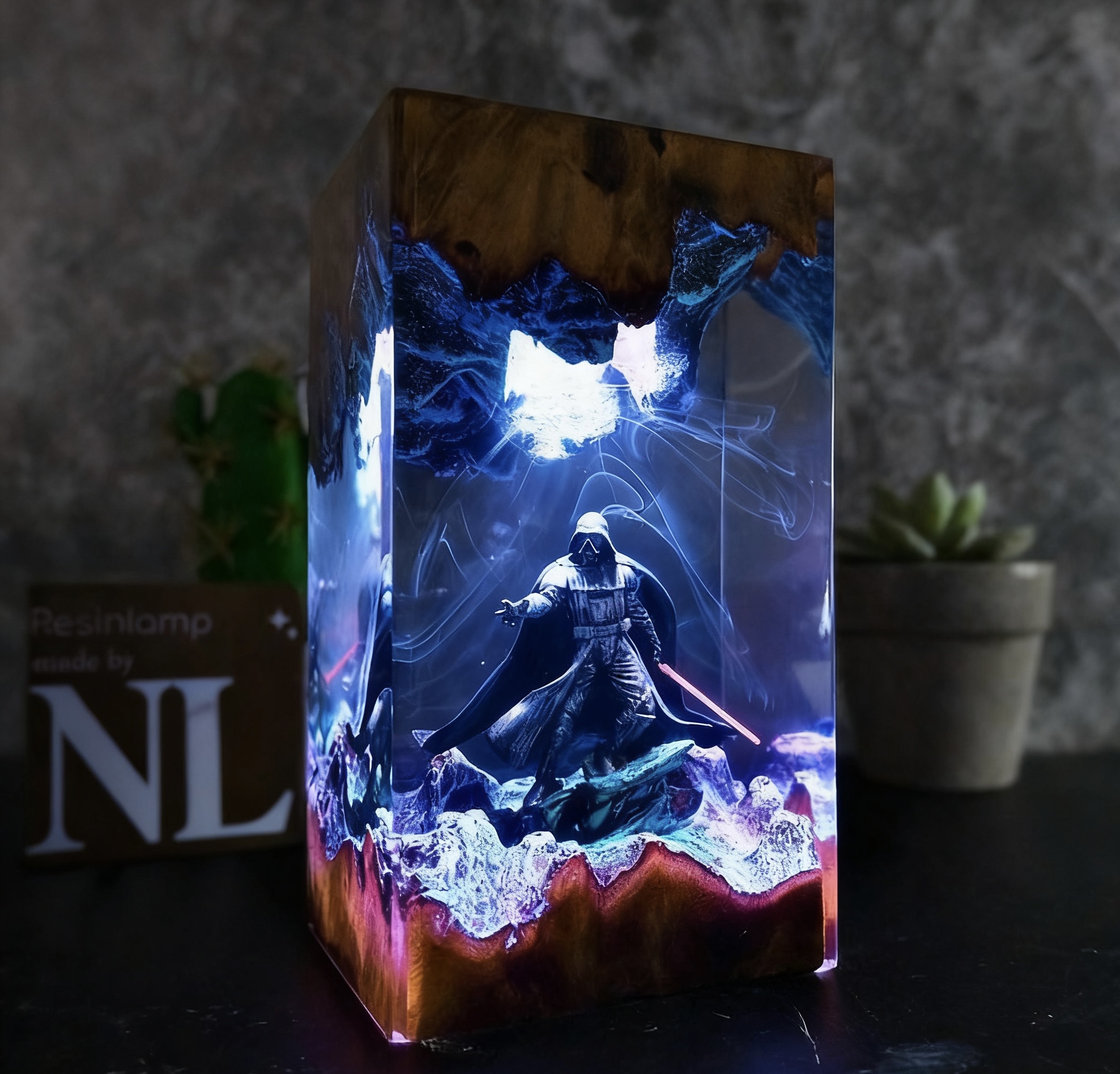 Dar.th Va.der Diorama Lamp, Sta.r Wa.rs Resin Desk Decor, Home Decor Night Light, Epoxy art, Gift idea Christmas, gift for him