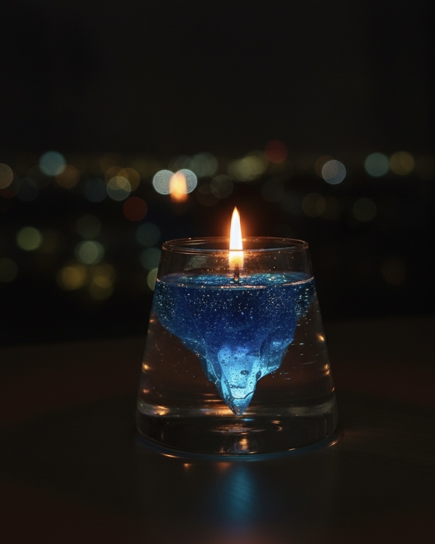Blue Glacier Aromatherapy Candle – Handcrafted Iceberg Design, Ocean Breeze Scent, Home Decor Gift