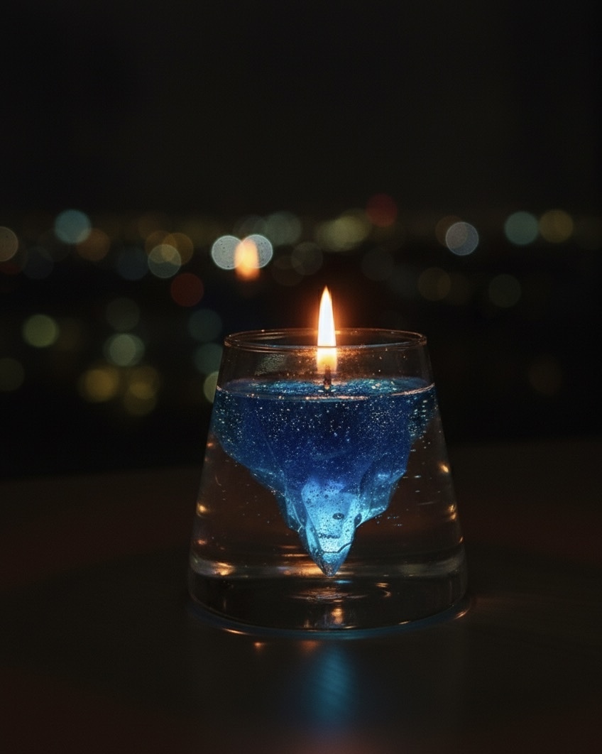 Blue Glacier Aromatherapy Candle – Handcrafted Iceberg Design, Ocean Breeze Scent, Home Decor Gift