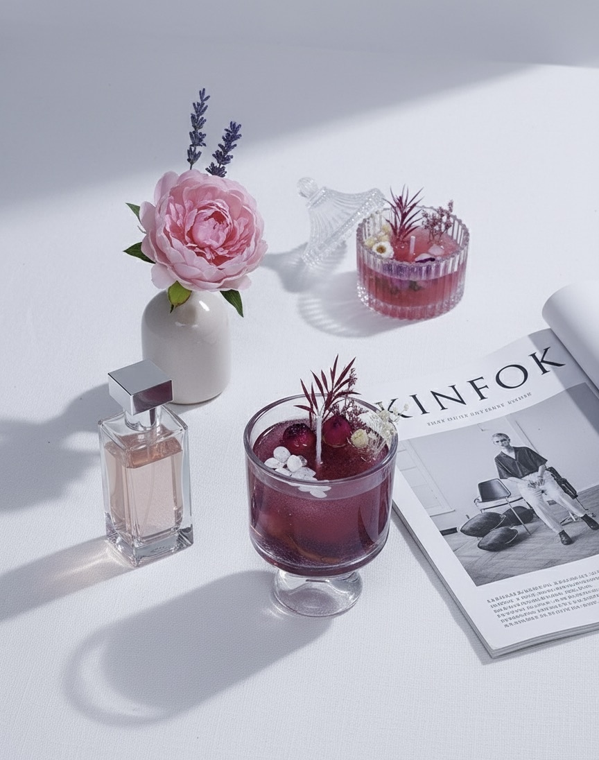 Violet Blossom Gel Candle – Handcrafted Aromatherapy Candle with Dried Flowers