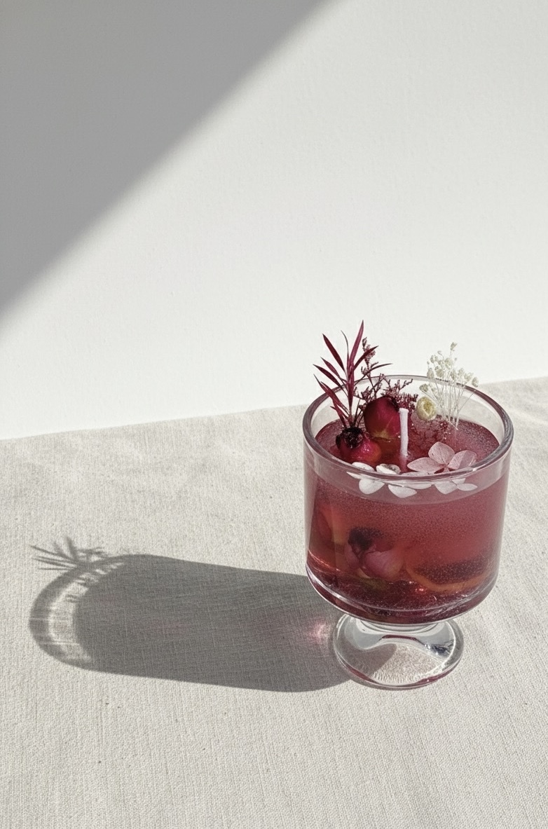 Violet Blossom Gel Candle – Handcrafted Aromatherapy Candle with Dried Flowers