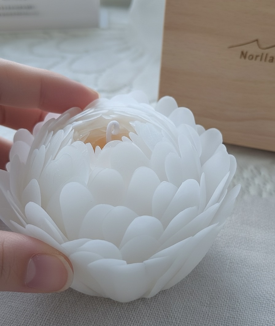 Luxury Hand-Carved White Peony Scented Candle | 100% Natural Soy Wax | Exquisite Wooden Gift Box | Home Decor & Spa Gift