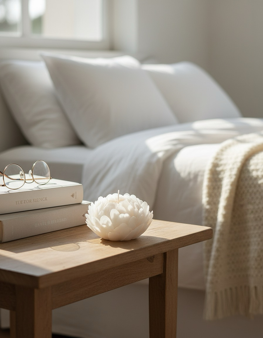 Luxury Hand-Carved White Peony Scented Candle | 100% Natural Soy Wax | Exquisite Wooden Gift Box | Home Decor & Spa Gift