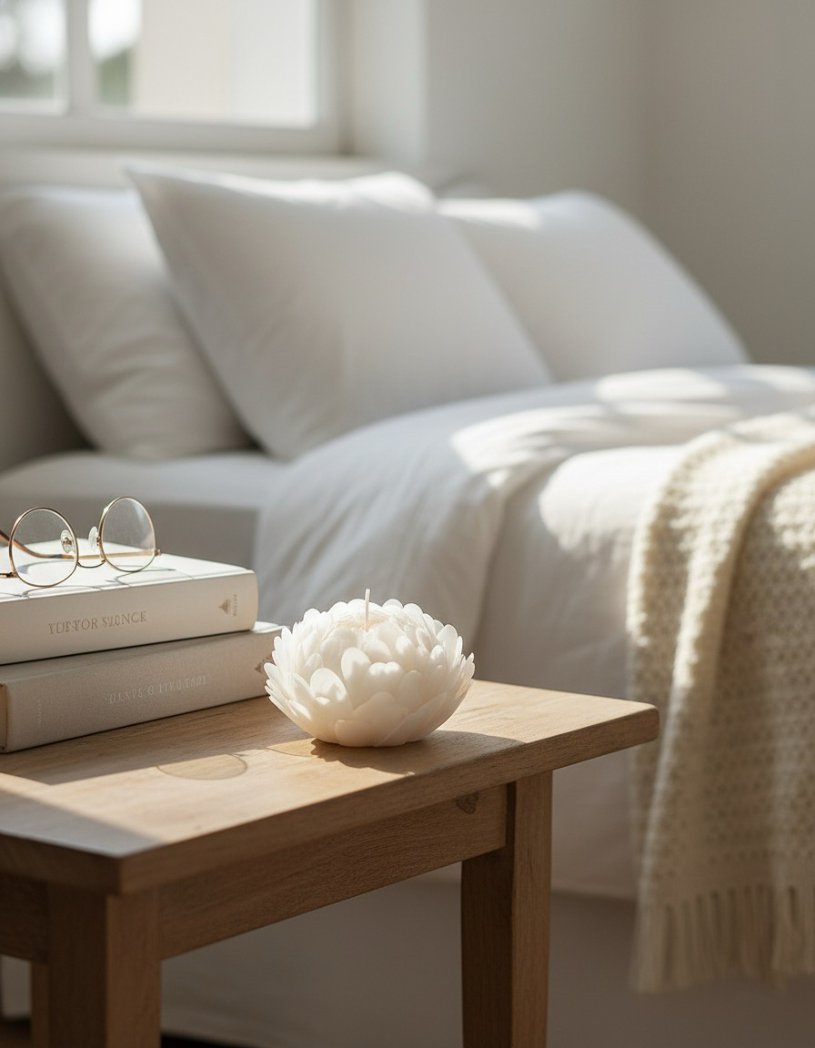 Luxury Hand-Carved White Peony Scented Candle | 100% Natural Soy Wax | Exquisite Wooden Gift Box | Home Decor & Spa Gift