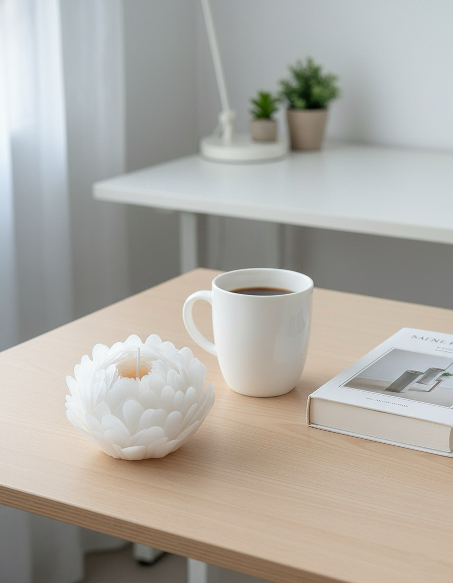 Luxury Hand-Carved White Peony Scented Candle | 100% Natural Soy Wax | Exquisite Wooden Gift Box | Home Decor & Spa Gift