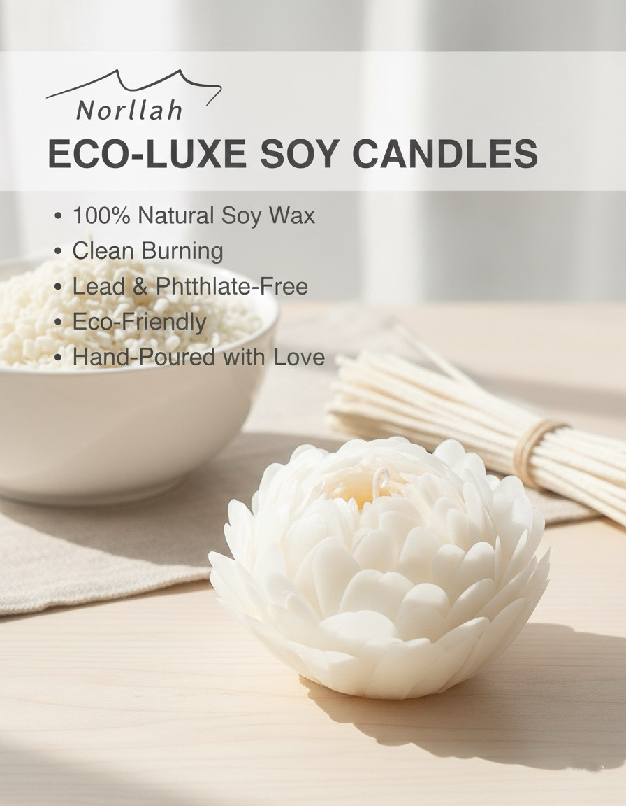 Luxury Hand-Carved White Peony Scented Candle | 100% Natural Soy Wax | Exquisite Wooden Gift Box | Home Decor & Spa Gift
