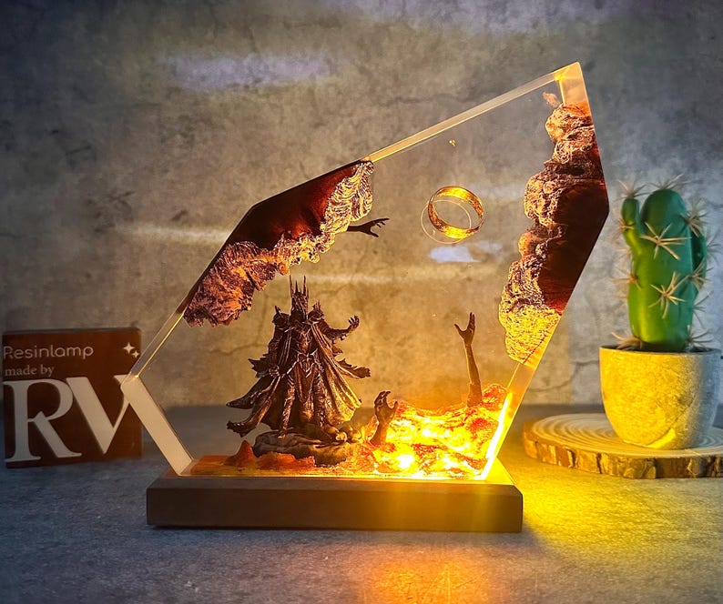 Diorama Ring lamp, Custom Epoxy Resin Lamp, Lighting Home Decor, Resin Night Light, Christmas gifts, gift for him, halloween